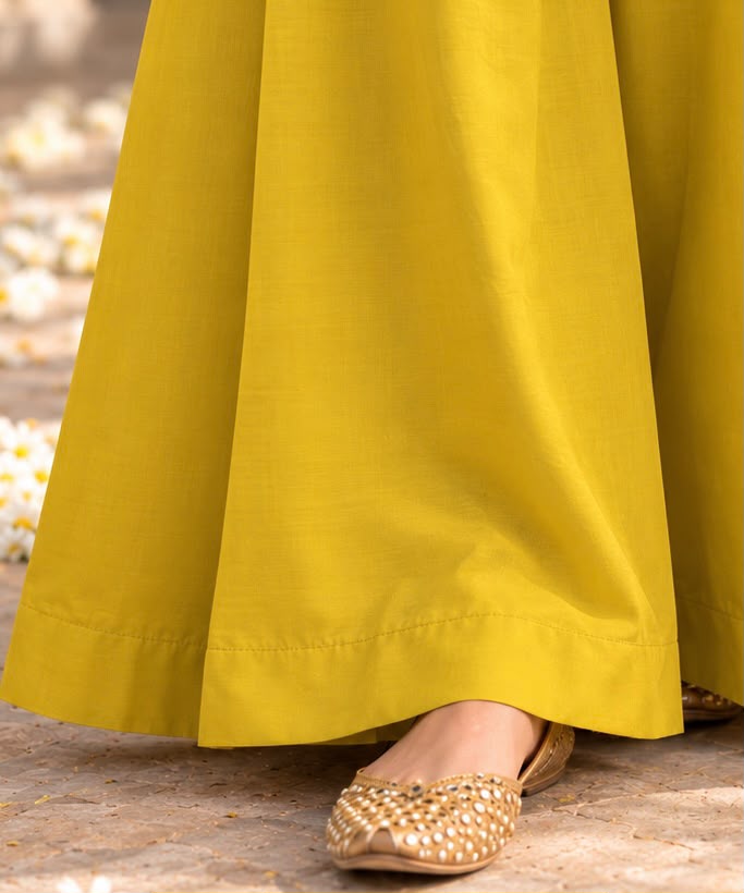 Mustard Yellow Mirror Work Pakistani Suit Set