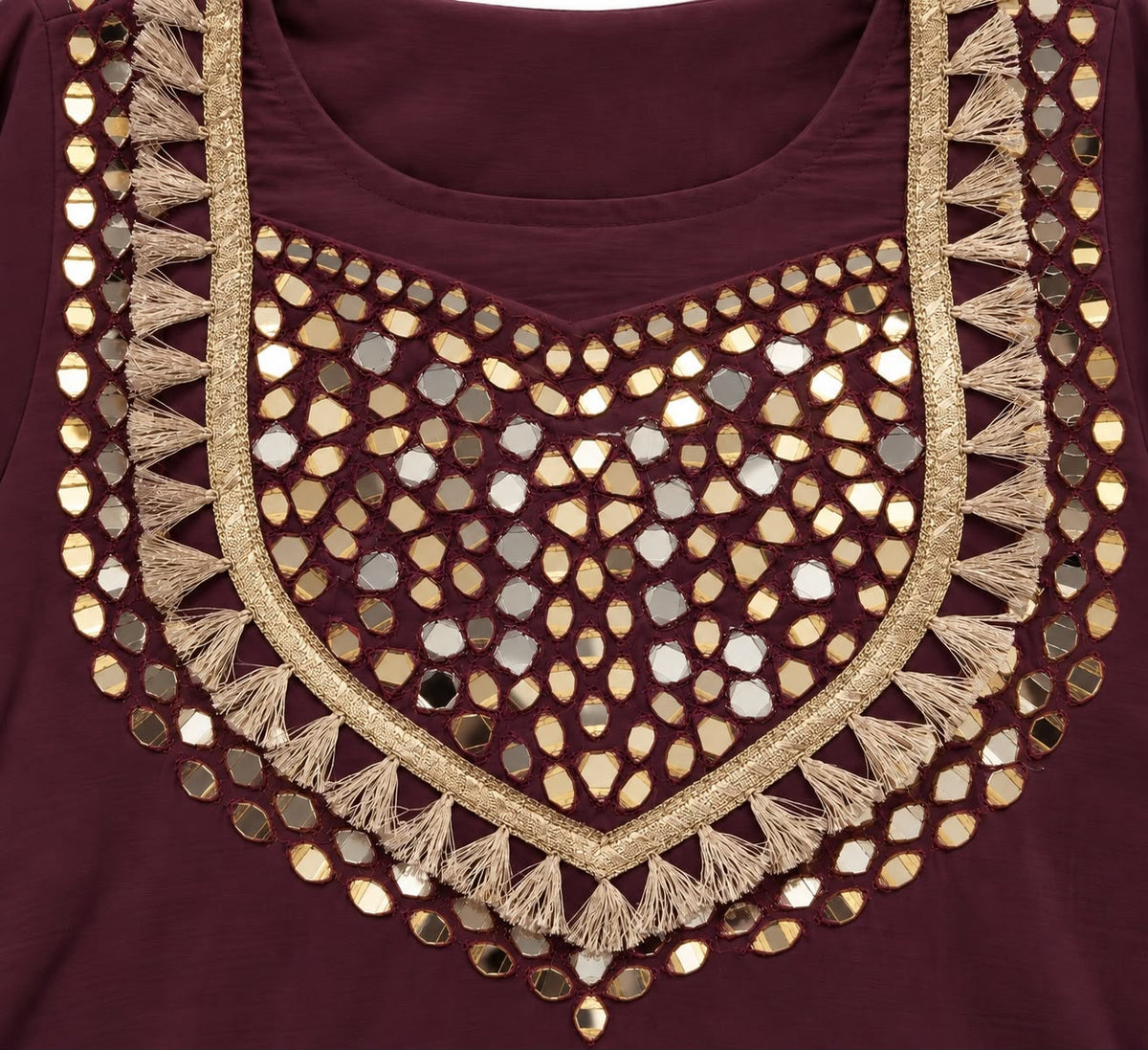 Deep Plum Mirror Work Pakistani Suit Set